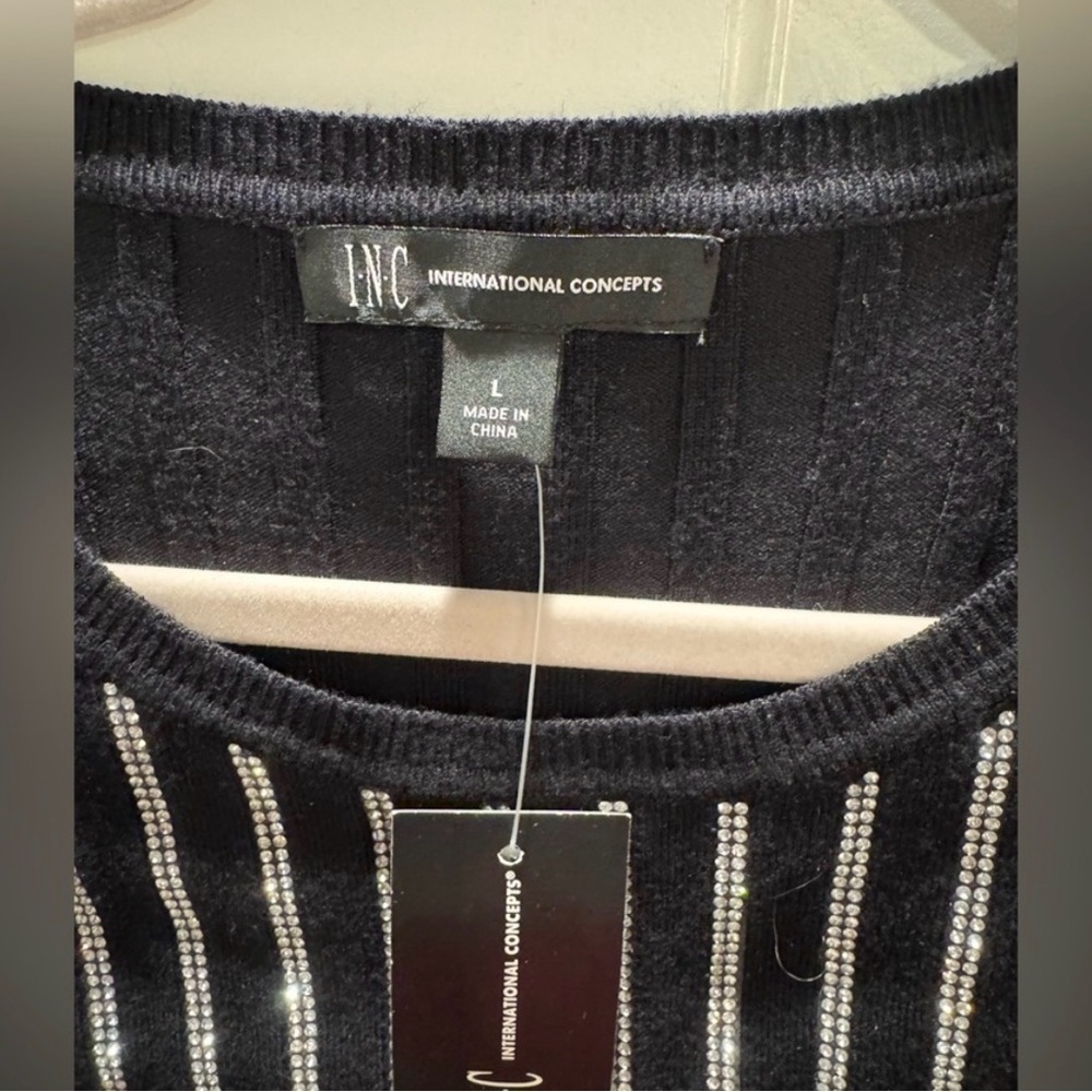 INC International Concepts Black Sweater with Silver Accents - Picture 5 of 6